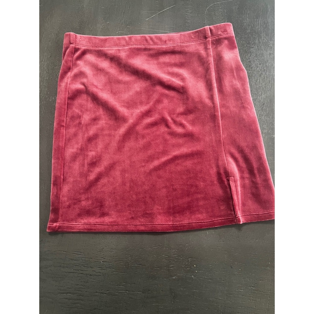 Forever 21 Velvet Mini Skirt Burgundy Side Slit High Waist Women M Y2K Fairycore